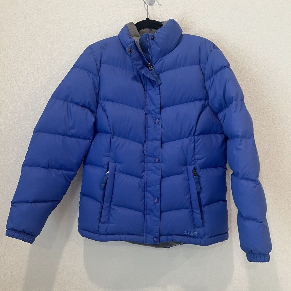 LL Bean Goose Down Nylon Lightweight Warm Puffer Jacket Coat Women Small Blue